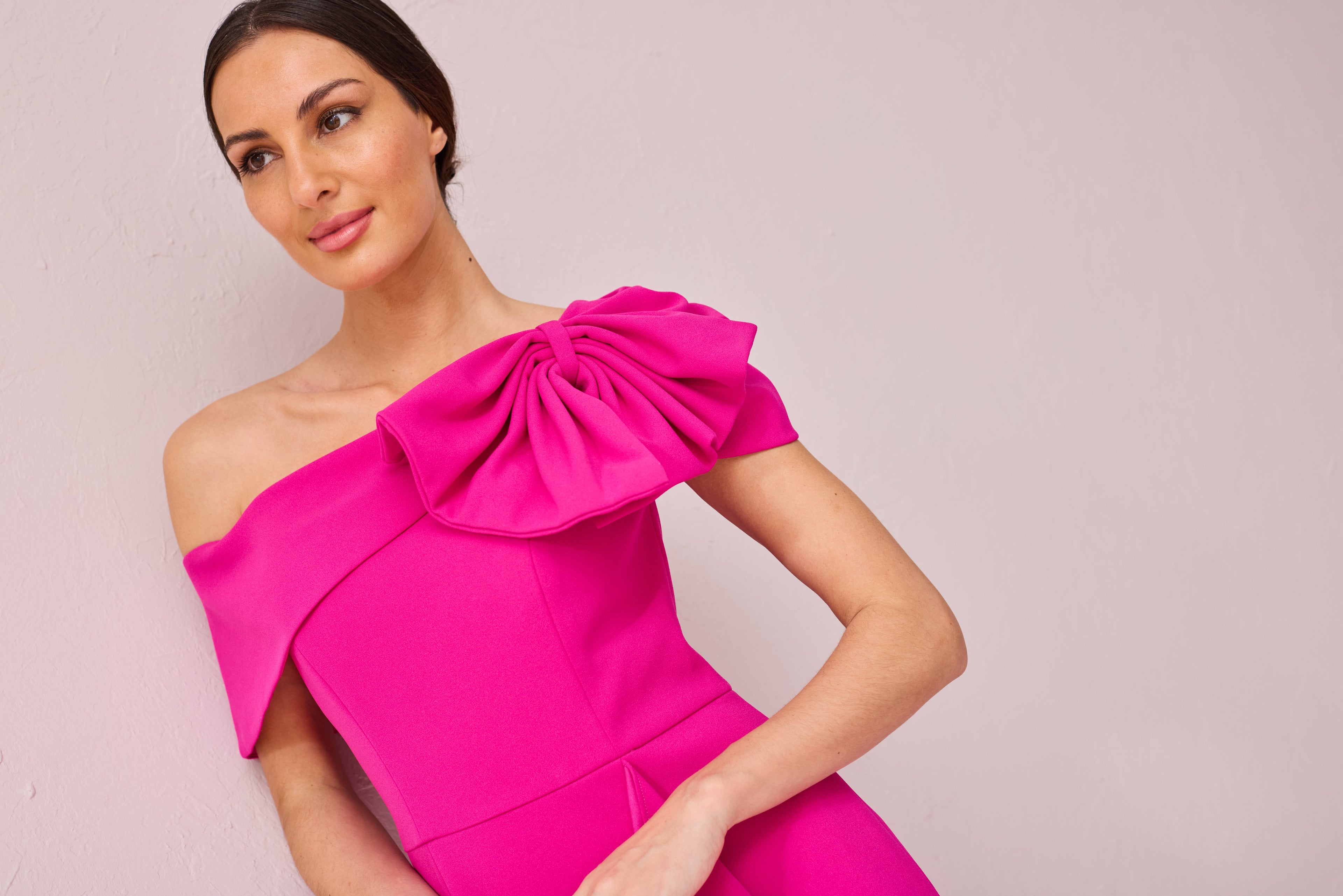 MEGHAN Magenta Bow Detail Dress.