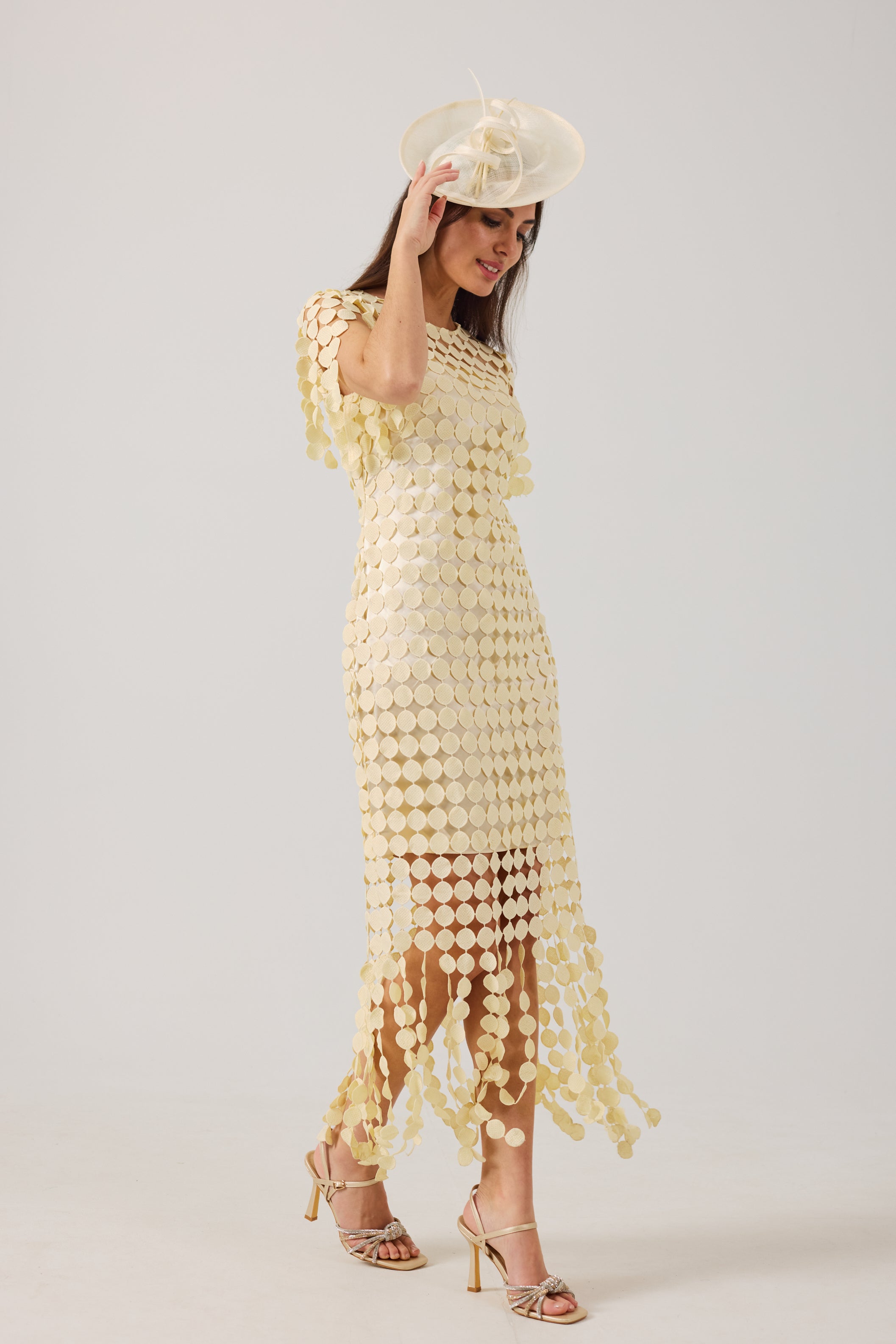 SAMMI Butter Yellow Fringed Dress. .