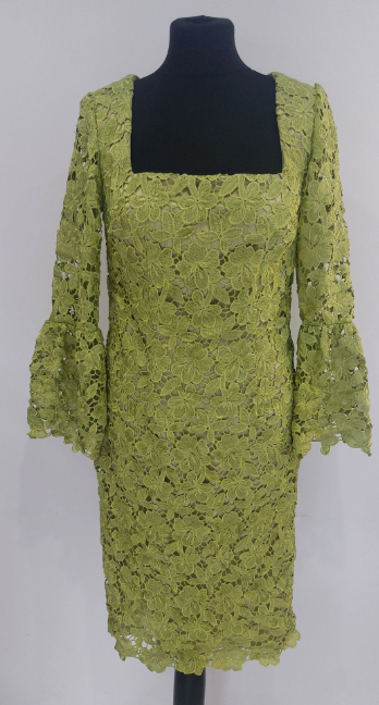 LUCY Chartreuse Lace Shift Dress.