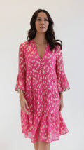 ORLA  Hot Pink/Gold Jacquard dress