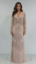 MELLISSA -Blush Hand Beaded Maxi Dress.