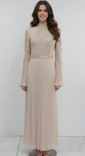 VICTORIA Beaded Pleat Maxi Dress.