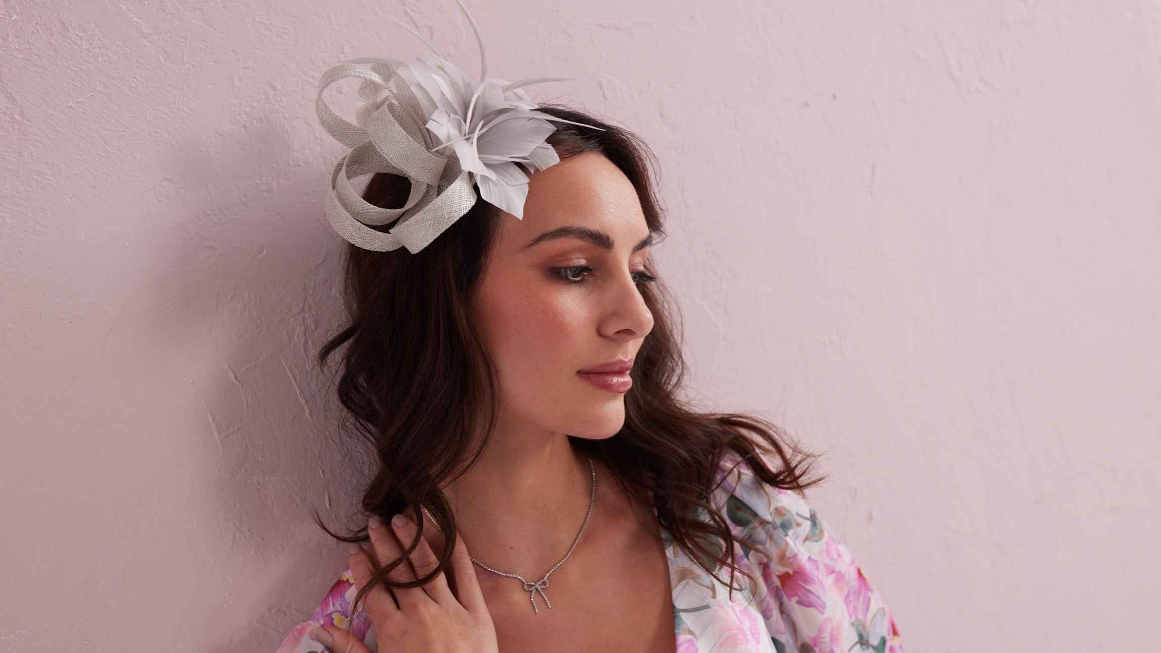 SERENE Pink Floral Print Pleated Dress with Diamante trim.